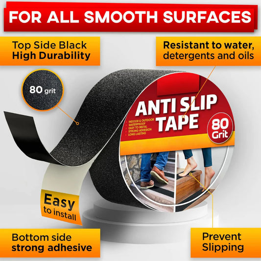 Anti-Slip Adhesive Tape for Slippery Floors & Staircases (5 Meters x 2 Inches)