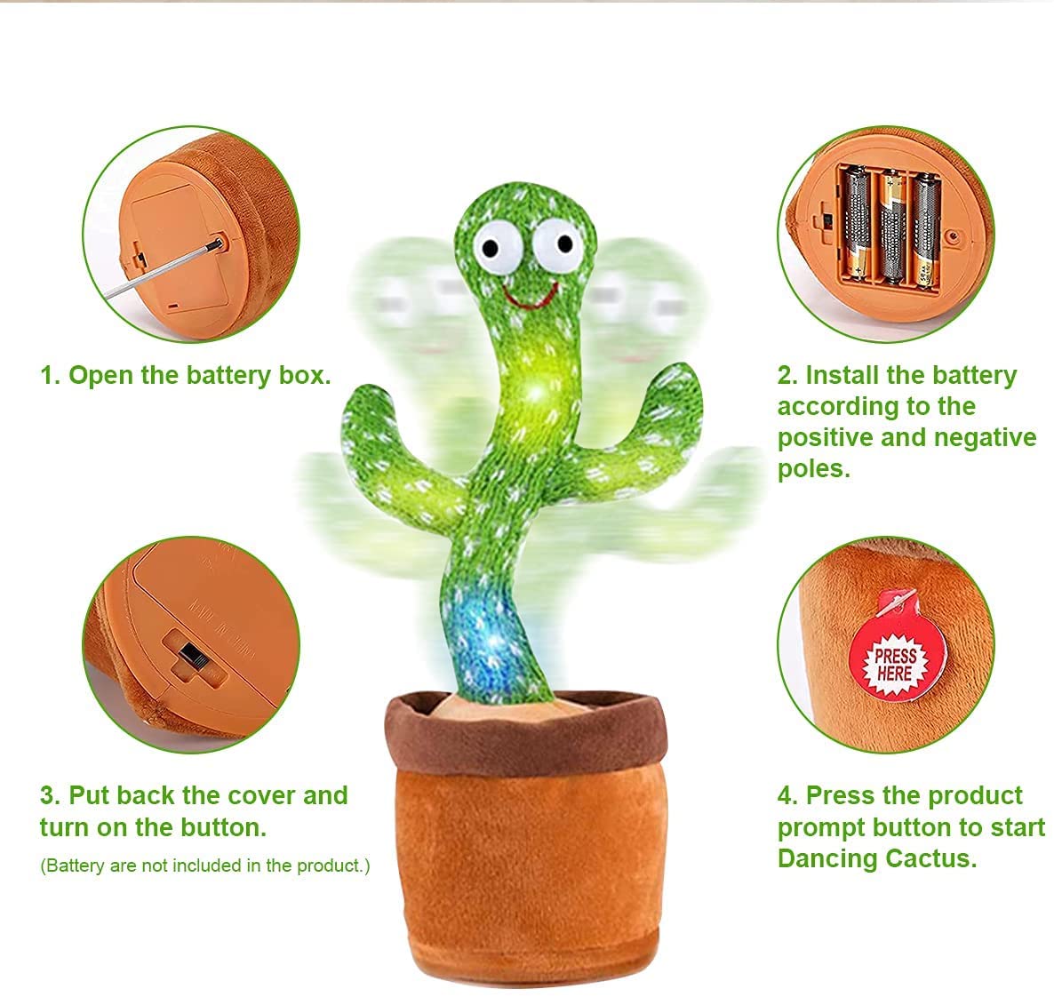 HOME AURA® Cute Talking Cactus