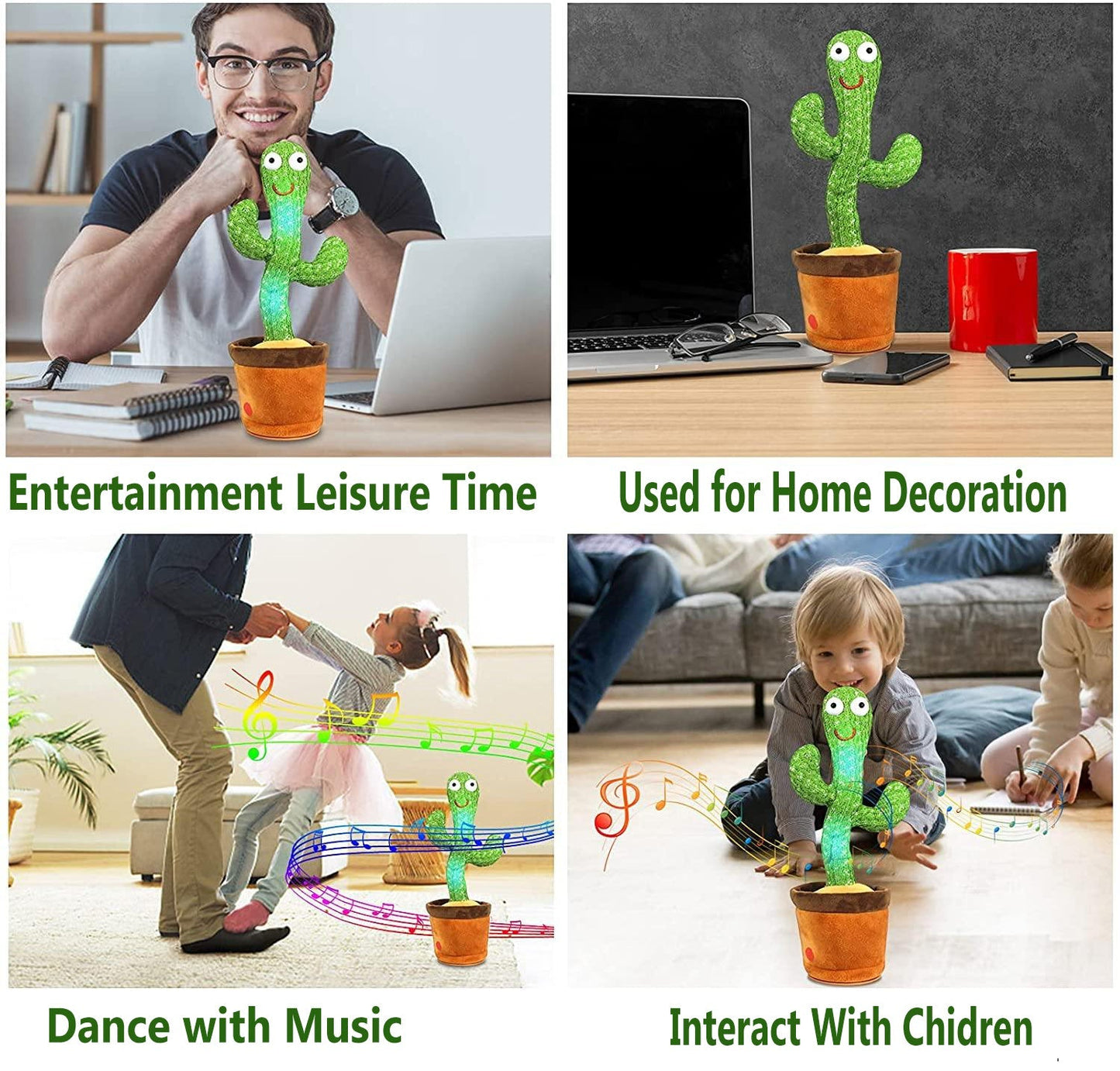 HOME AURA® Cute Talking Cactus